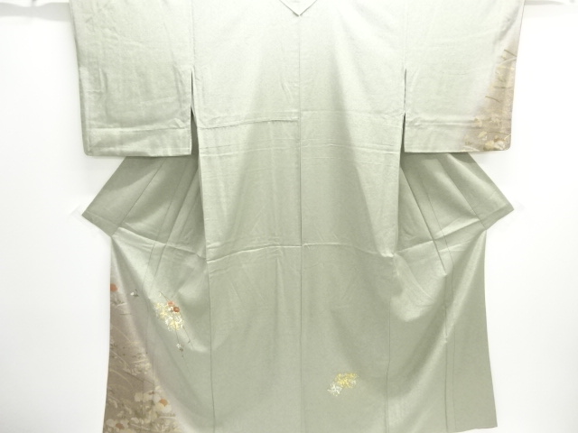JAPANESE KIMONO / HOMONGI / SILK / EMBROIDERY / JIGAMI & CAMELLIA & KIKU